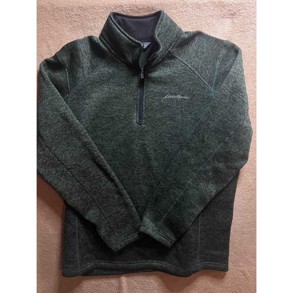 Eddie Bauer Men XL Dark Green Radiator Fleece‎ 1/4 Zip Pullover Jacket Outerwear